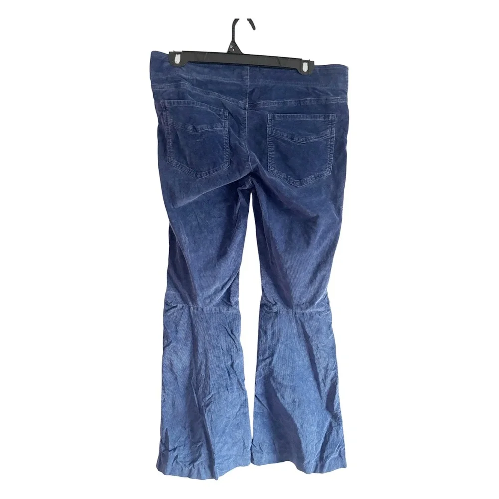 Free People We The Free Boho 70s Retro Blue Corduroy Flare Pull On Pants Size 30